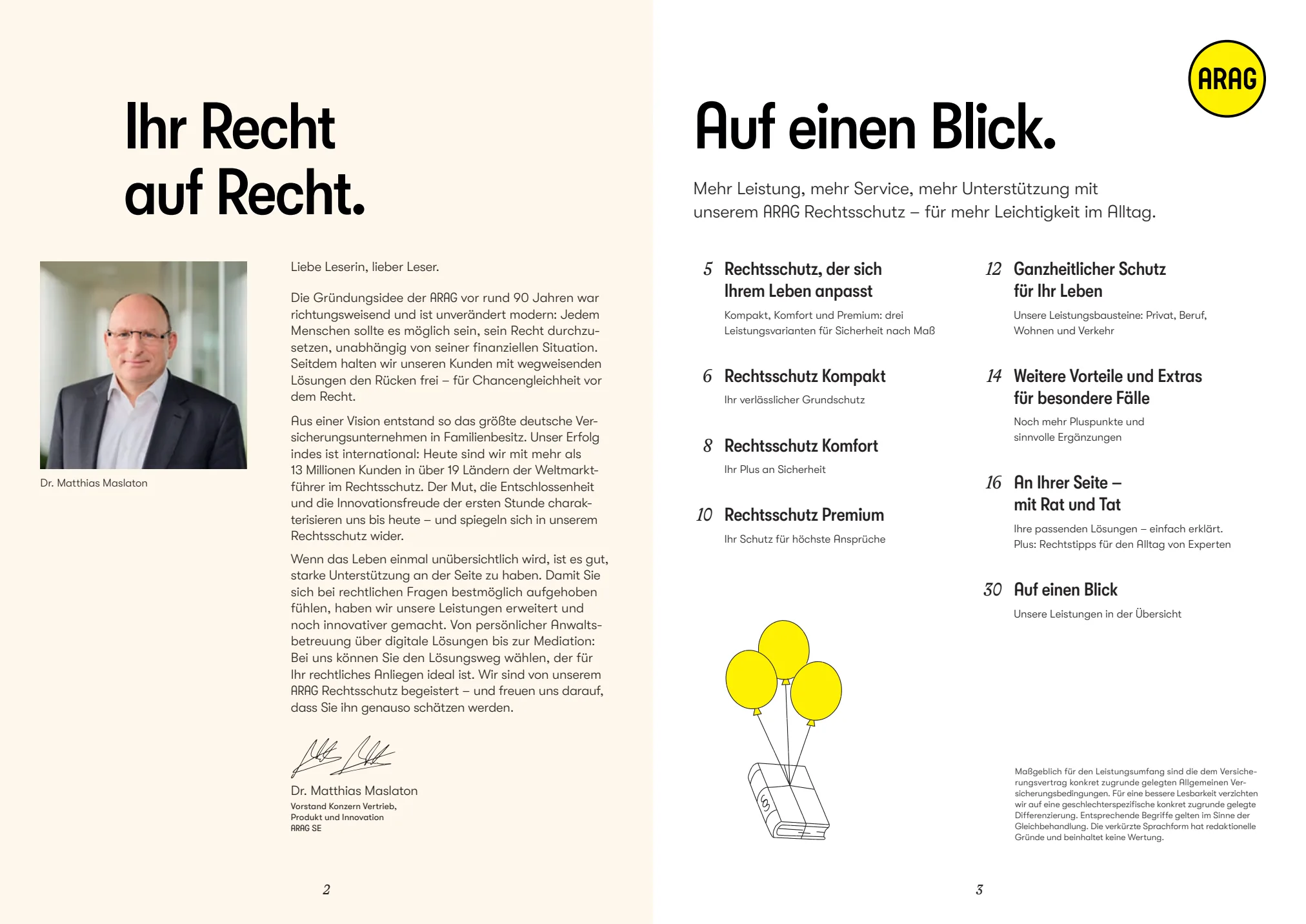 Seite 2 der ARAG Privat-Rechtsschutz Broschüre