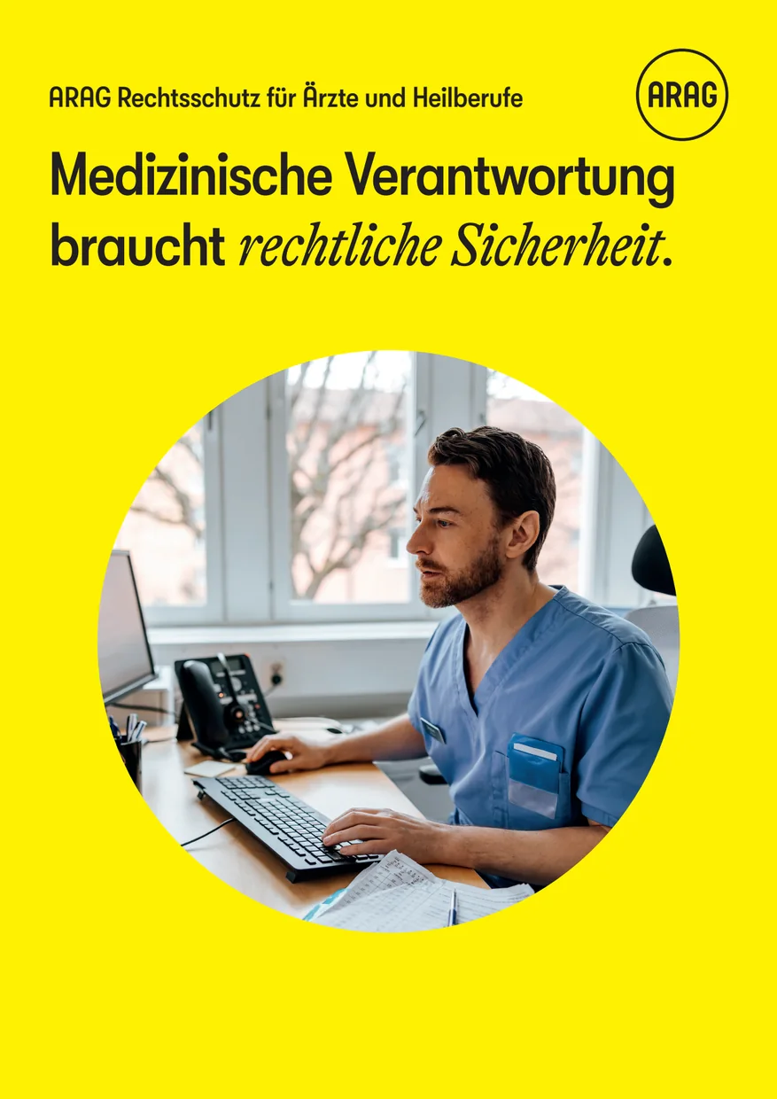 Originalcover: ARAG Rechtsschutz für Ärzte und Heilberufe – Medizinische Verantwortung braucht rechtliche Sicherheit